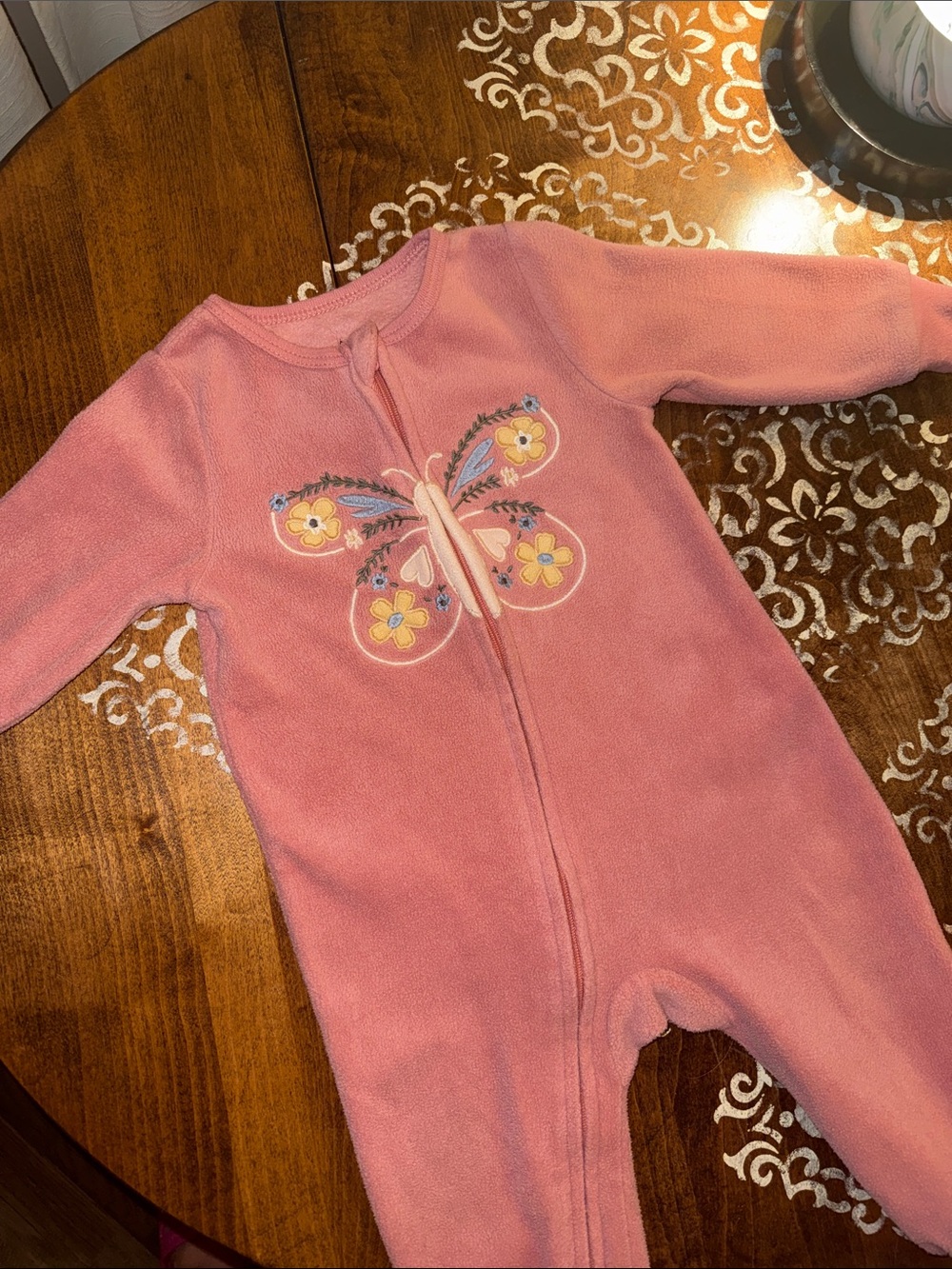 Carter's Pink Butterfly Fleece Footie Sleeper